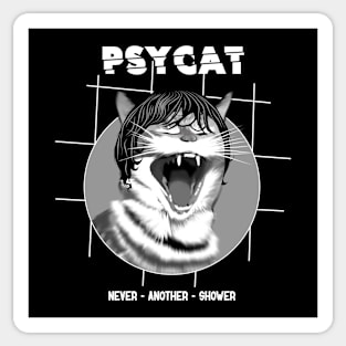 Funny Psycho cat shower Sticker